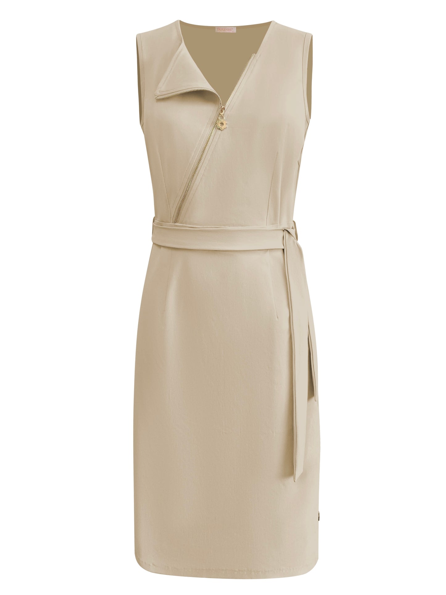 Triple Nine Travel Jurk Rosalie Beige - 51820 - Peet kleding