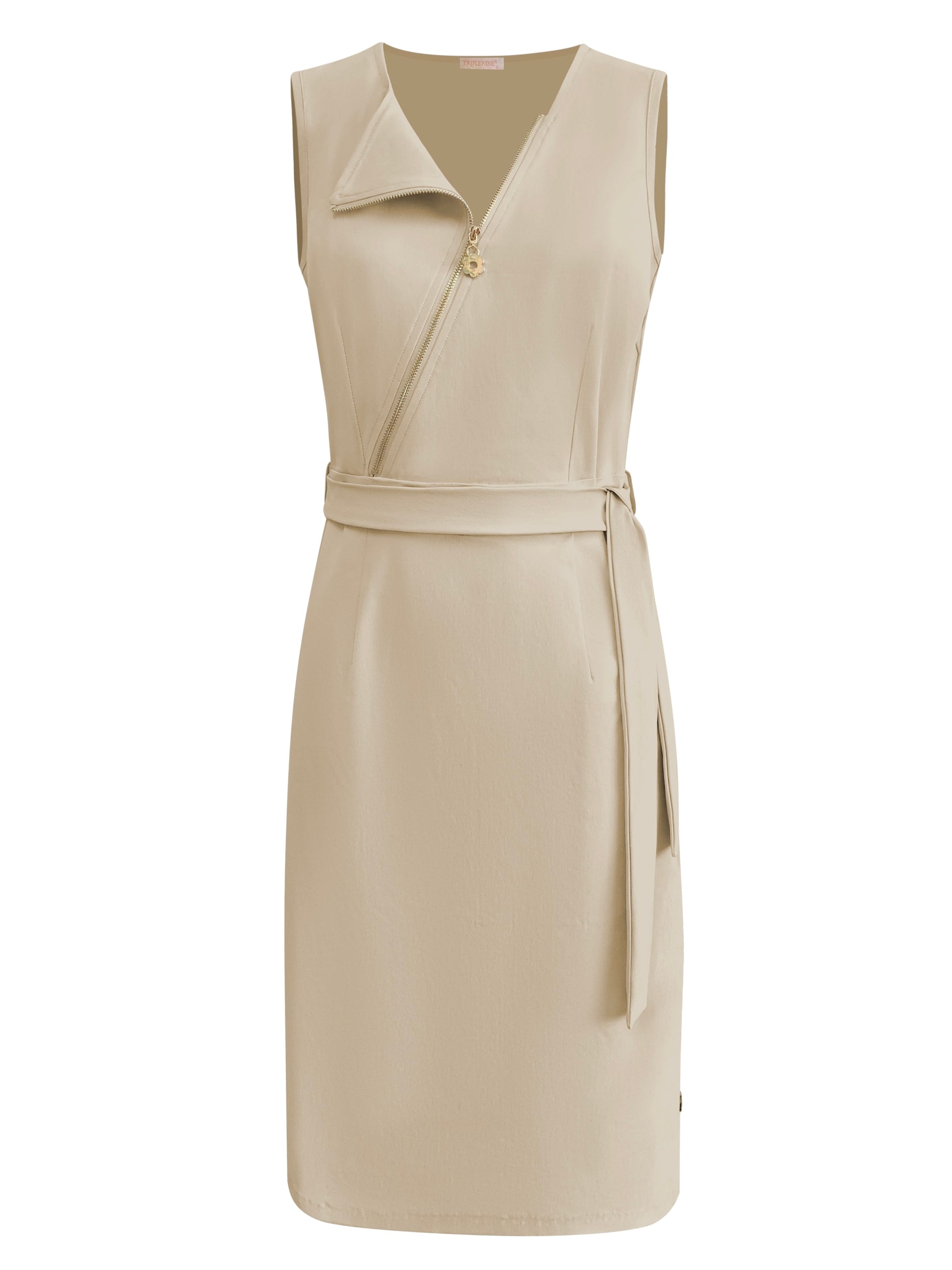 Triple Nine Travel Jurk Rosalie Beige - 51820 - Peet kleding