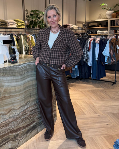 Broek Sarah Leather Donkerbruin - Peet kleding