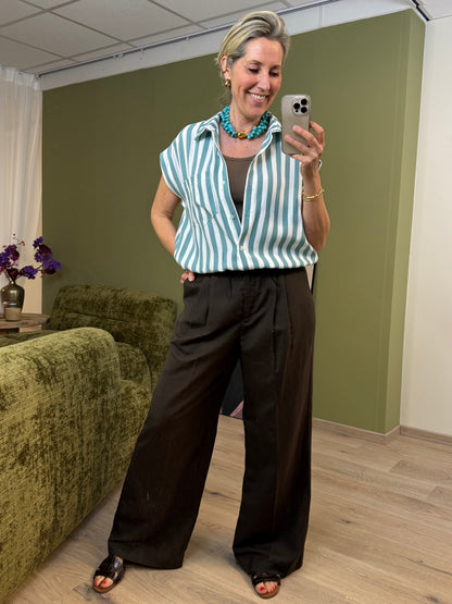 Blouse Boxy Streep Azur - Peet kleding