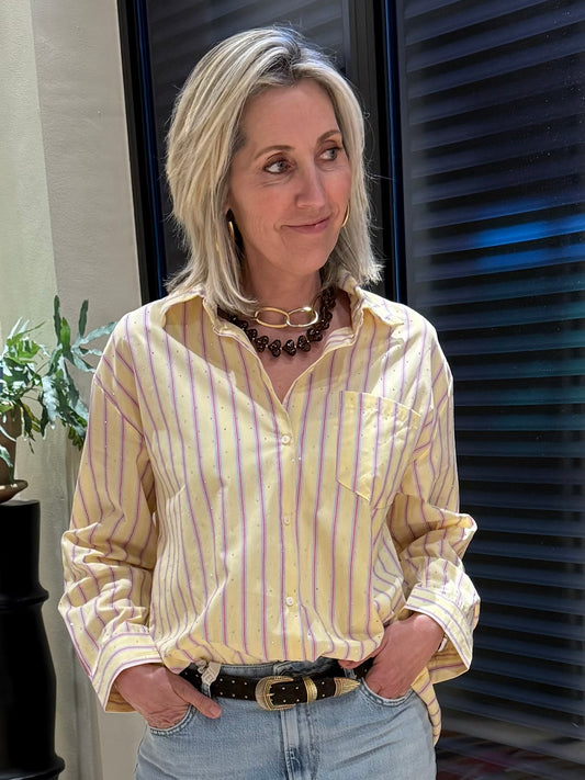 Blouse Yasmine Streep Geel - Peet kleding