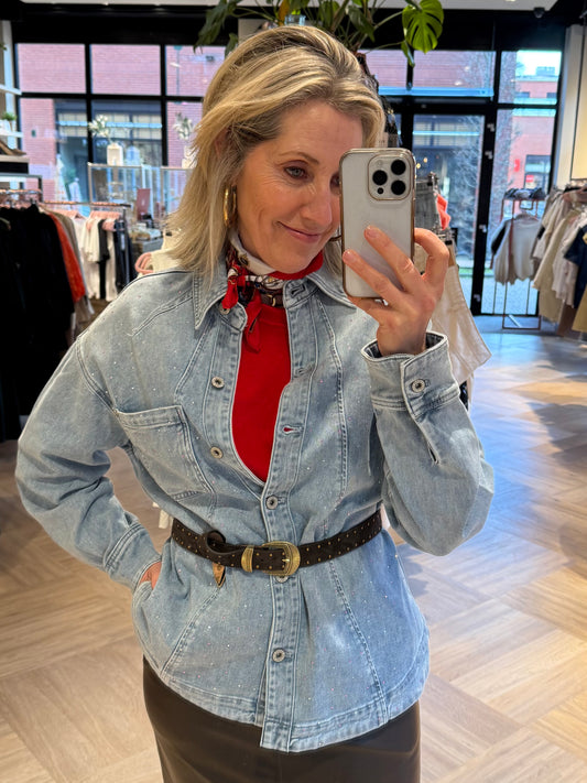 Geisha Blouse Denim Stones - Peet kleding