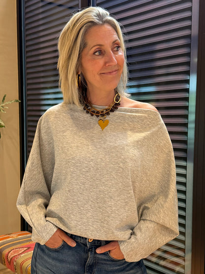 Azzurro Sweater Gaby Grijs Melee - Peet kleding