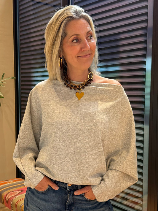 Azzurro Sweater Gaby Grijs Melee - Peet kleding