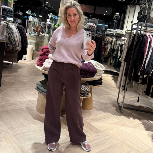 Yaya Wijde Pantalon Aubergine