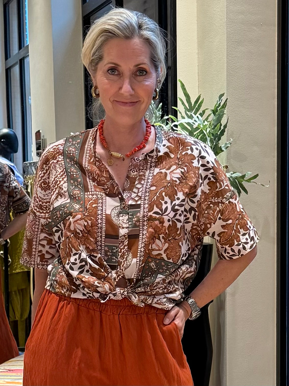 Blouse Suus Print Brique - Peet kleding