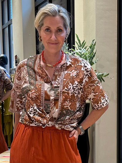 Blouse Suus Print Brique - Peet kleding
