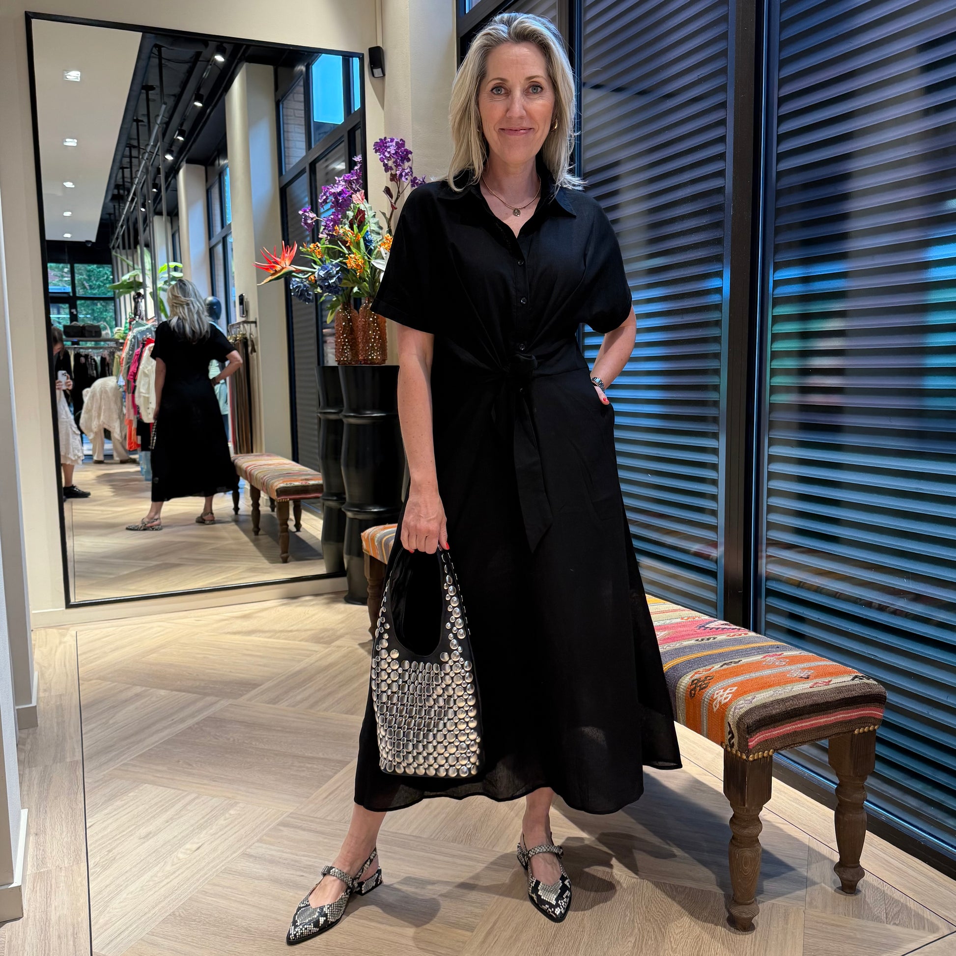 Azzurro Jurk Denia Zwart - Peet kleding