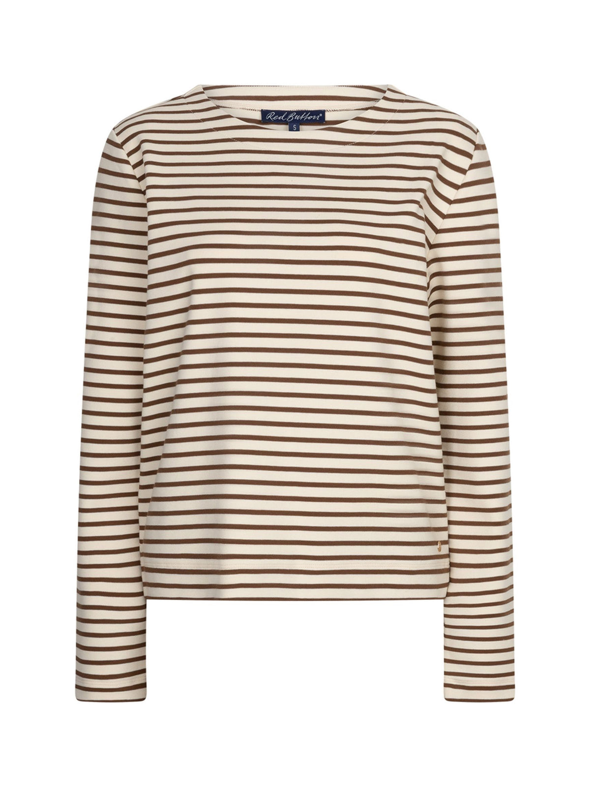 Red Button Shirt Terry Stripe Creme Praline - Peet kleding