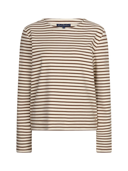 Red Button Shirt Terry Stripe Creme Praline - Peet kleding