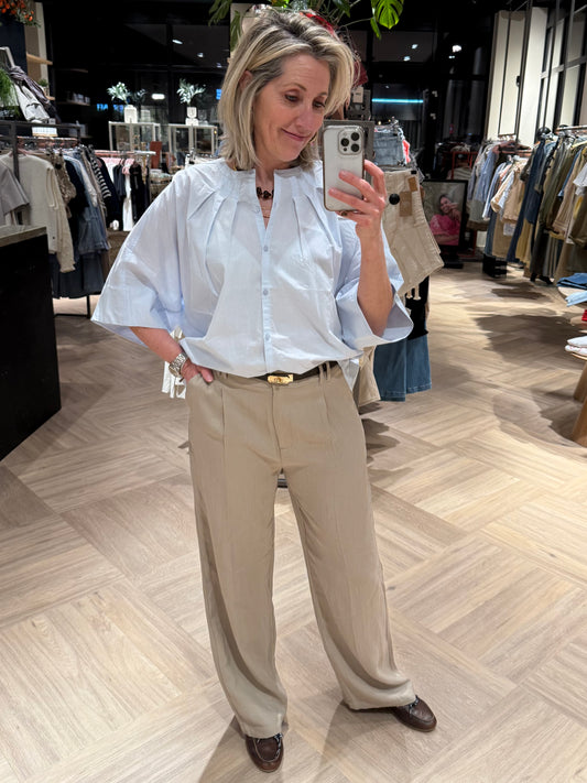 Yaya Blouse Wijde Mouw Lichtblauw - Peet kleding