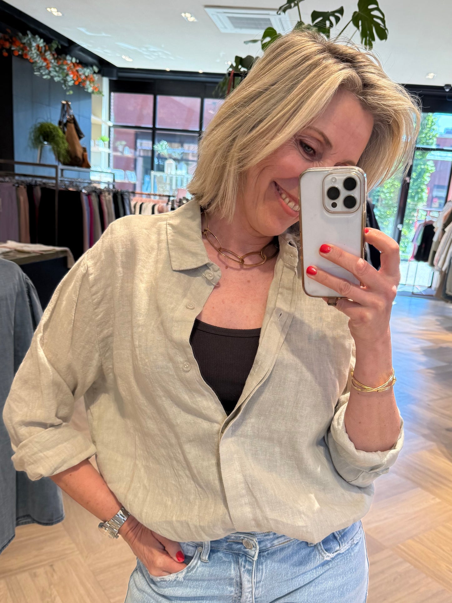 Blouse Linnen Suus Zand - Peet kleding