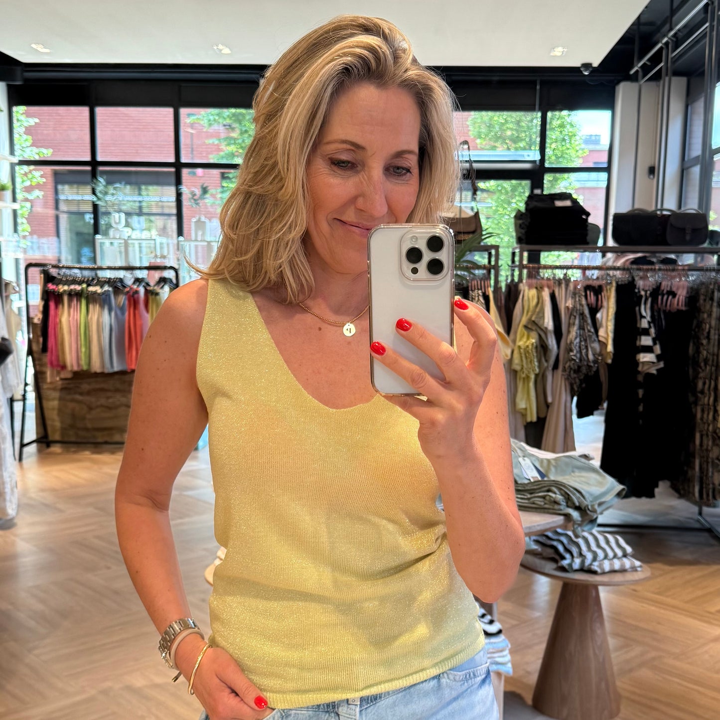 Triple Nine Top Lurex Geel - Peet kleding