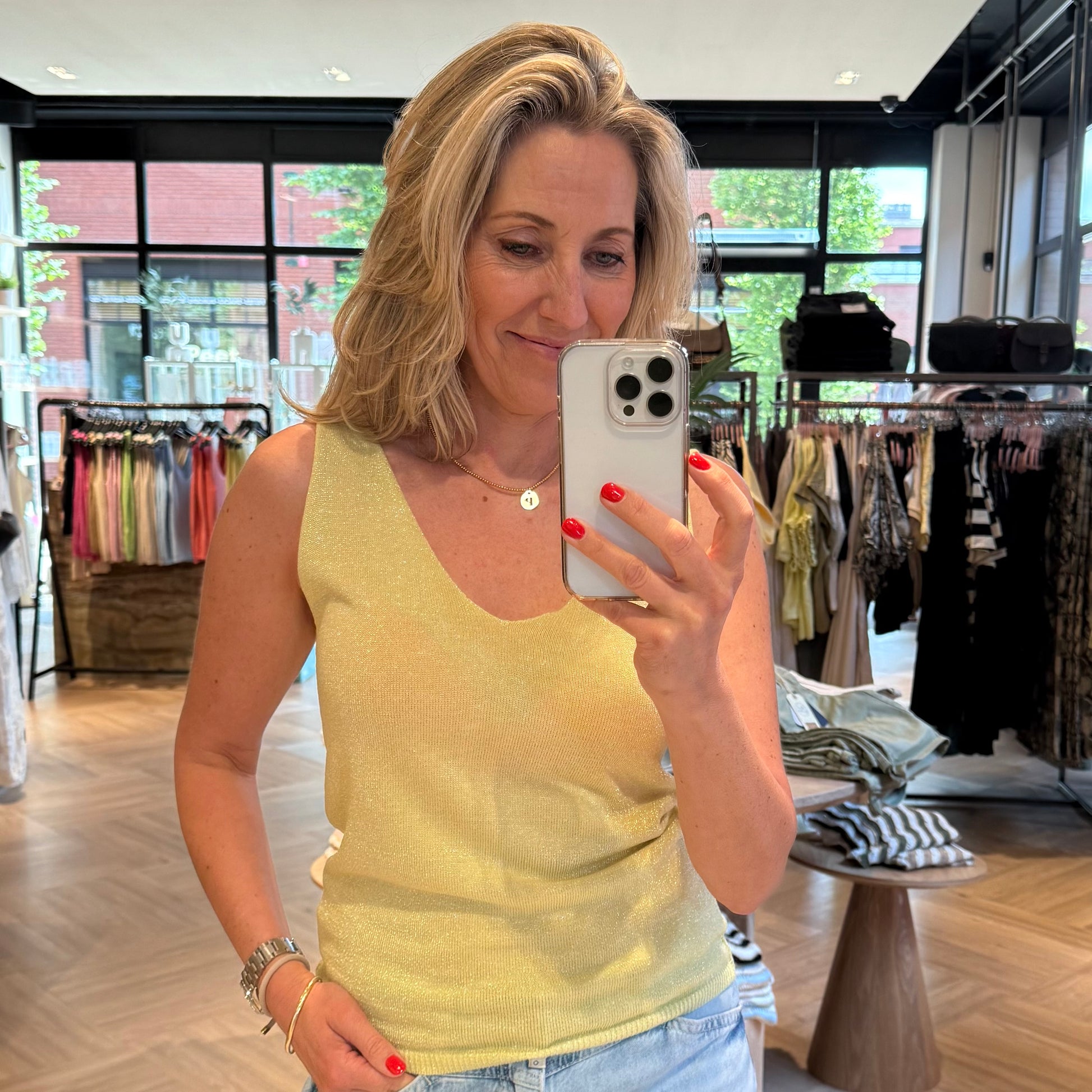 Triple Nine Top Lurex Geel - Peet kleding