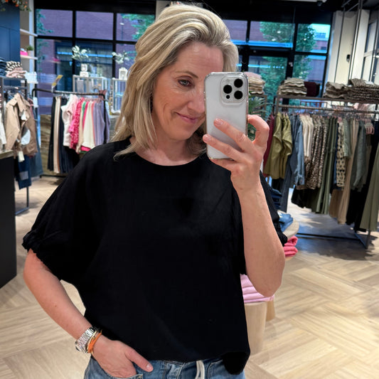 Azzurro Blouse Zia Zwart - Peet kleding