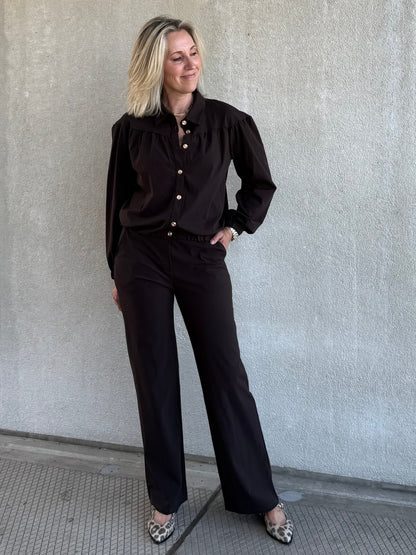 Triple Nine - Travel Blouse Sasha Donkerbruin - 5951 - Peet kleding