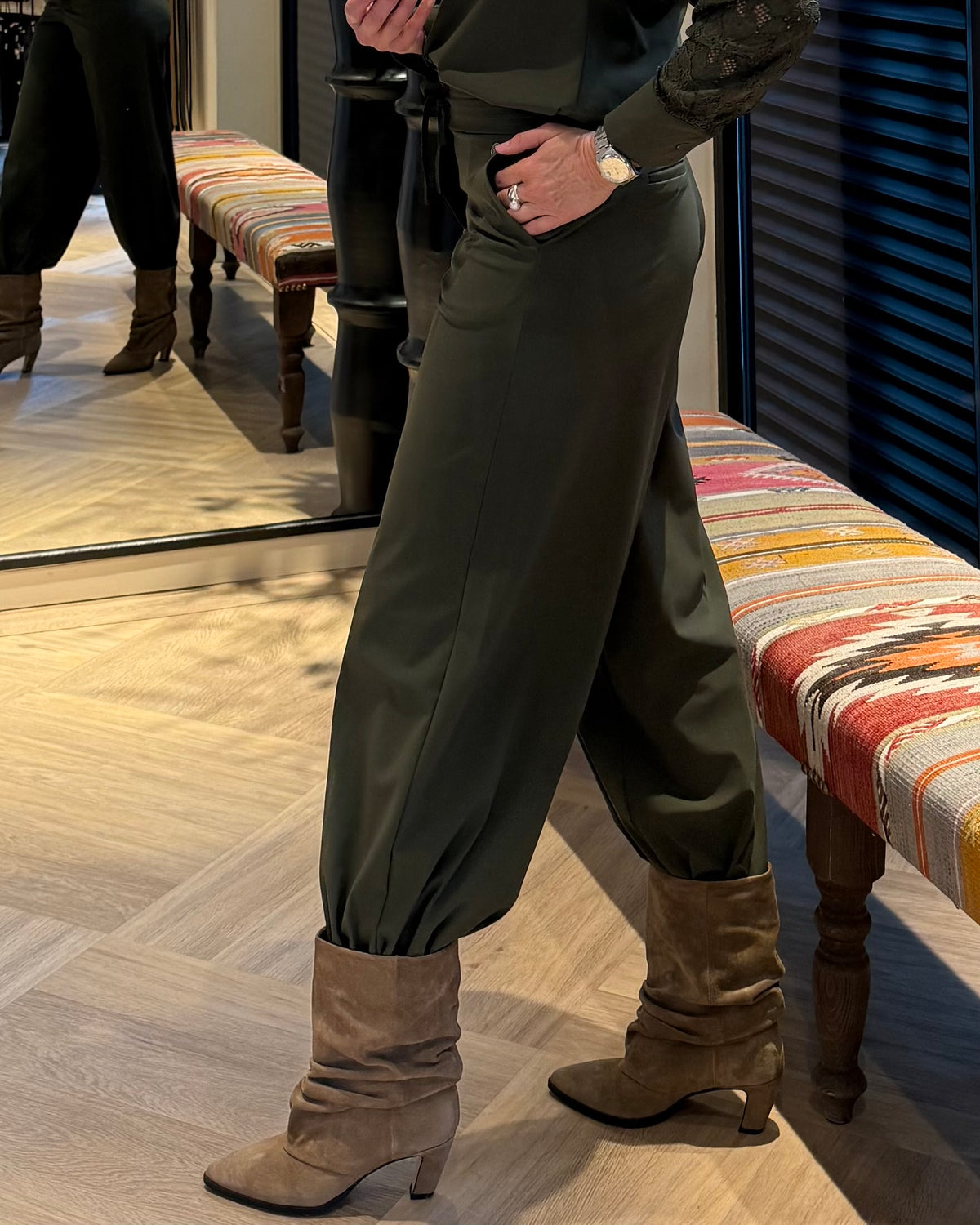 Triple Nine - Travel Broek Balloon Olijfgroen - 3004 - Peet kleding