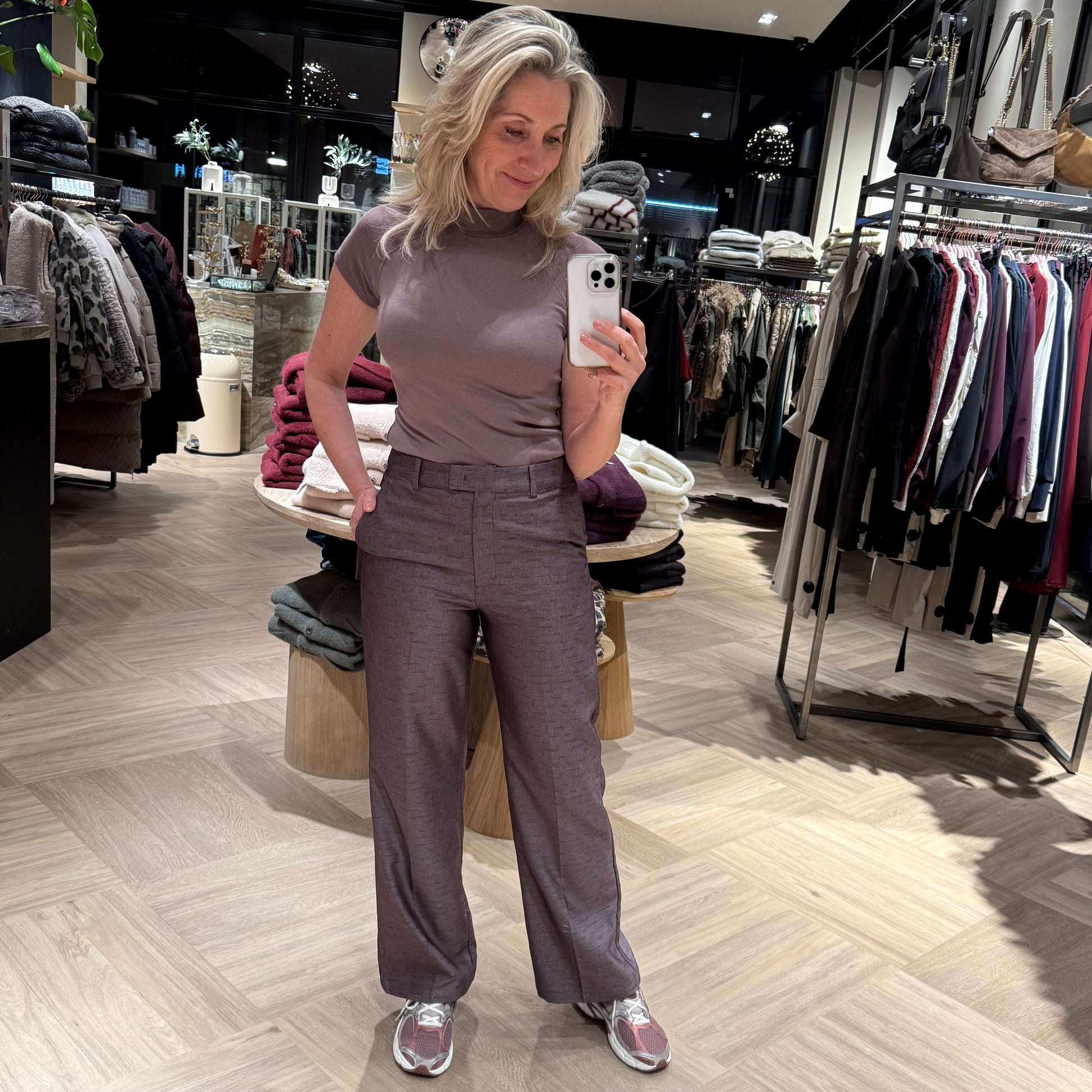 Yaya Wijde Pantalon Aubergine Melee - Peet kleding