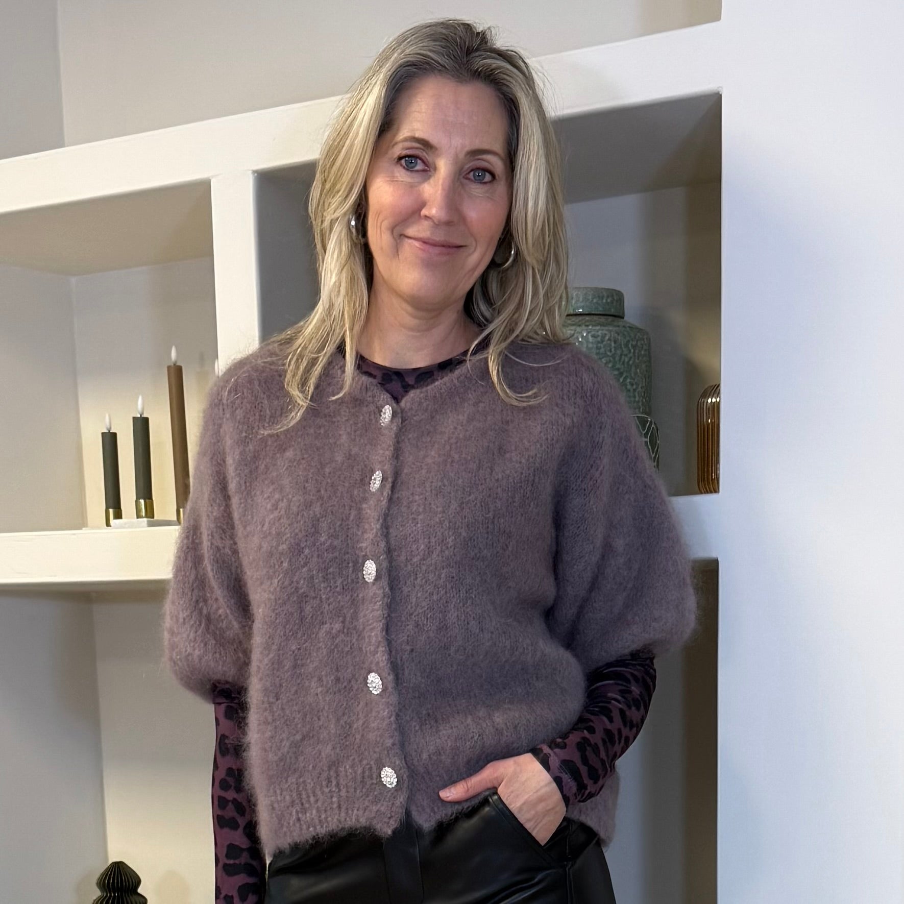 Mohair Vest Jip Plum - Peet kleding