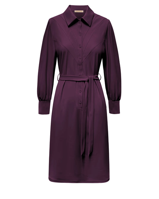 Triple Nine - Travel Jurk Retro Aubergine - 51841 - Peet kleding