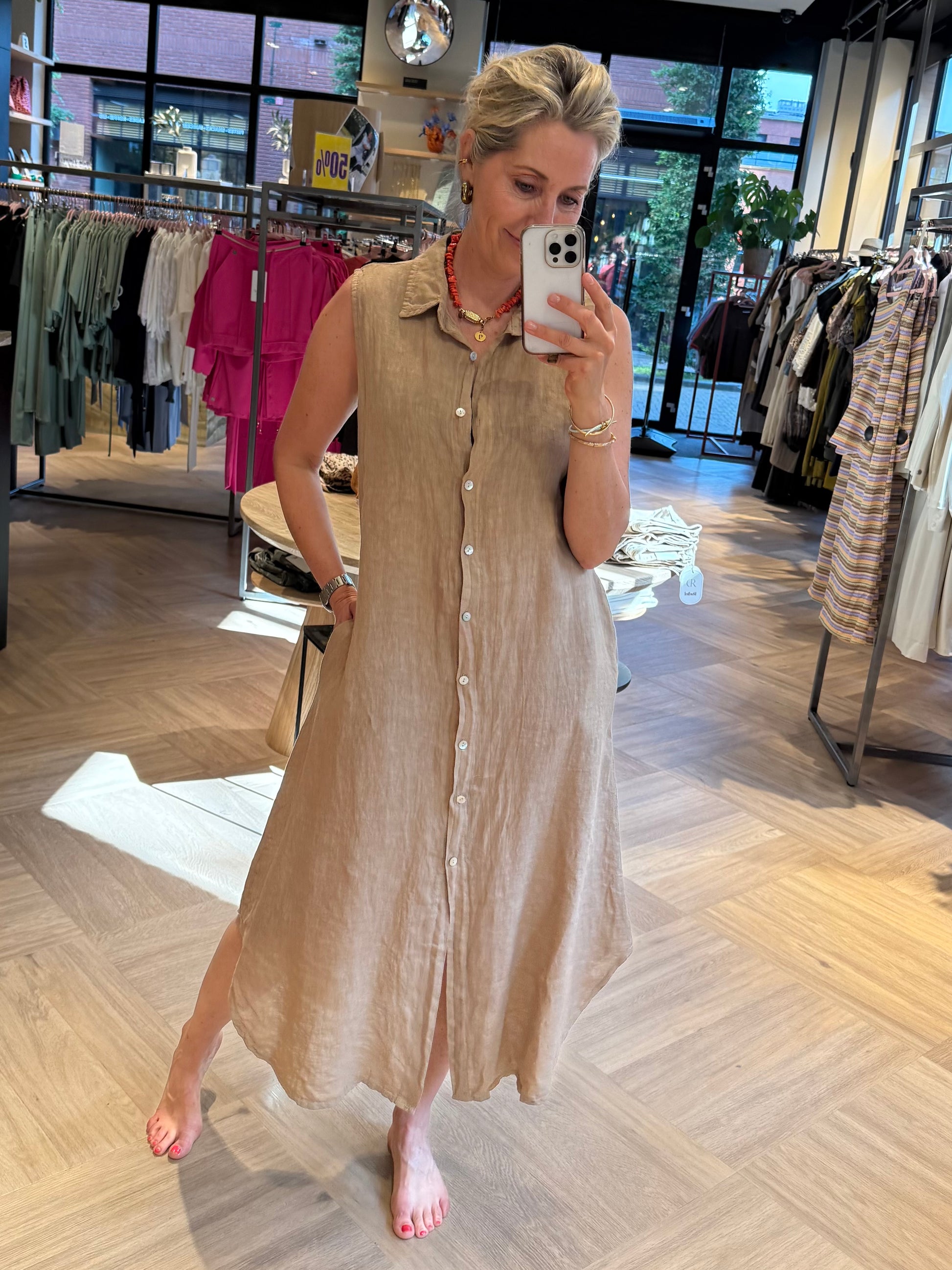Jurk Linnen Pien Camel - Peet kleding