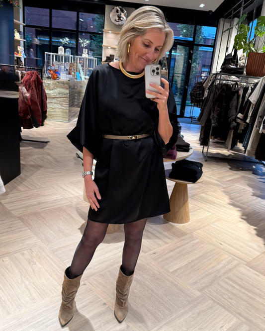 Jurk Roos Satijn Zwart