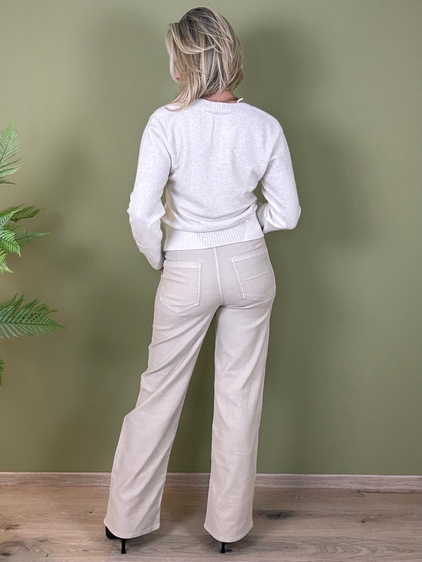 Yaya Trui V-Hals Beige - Peet kleding