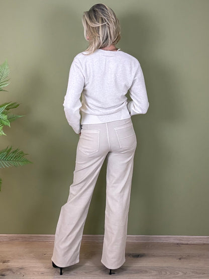 Yaya Trui V-Hals Beige - Peet kleding