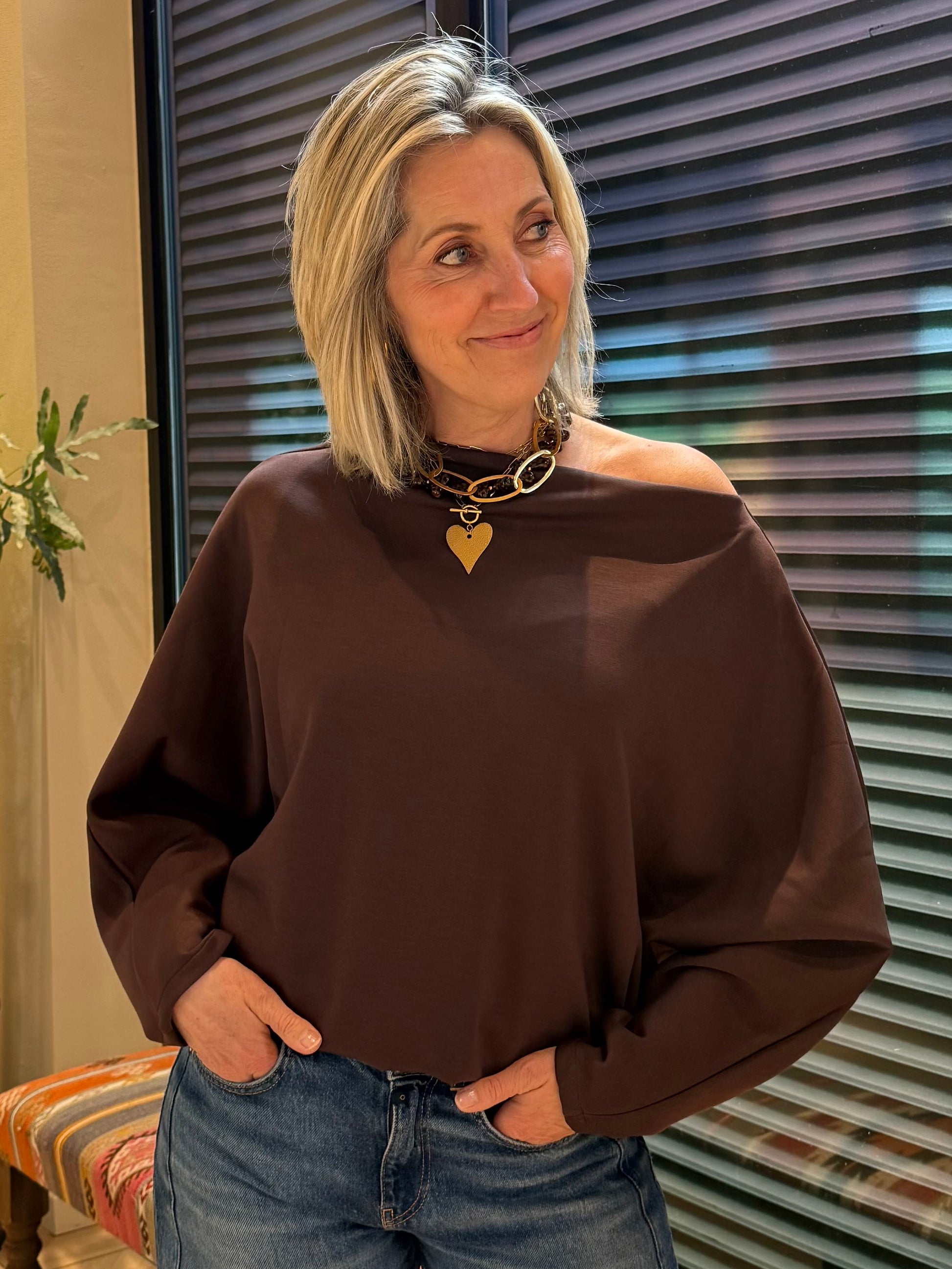 Azzurro Sweater Gaby Bruin - Peet kleding