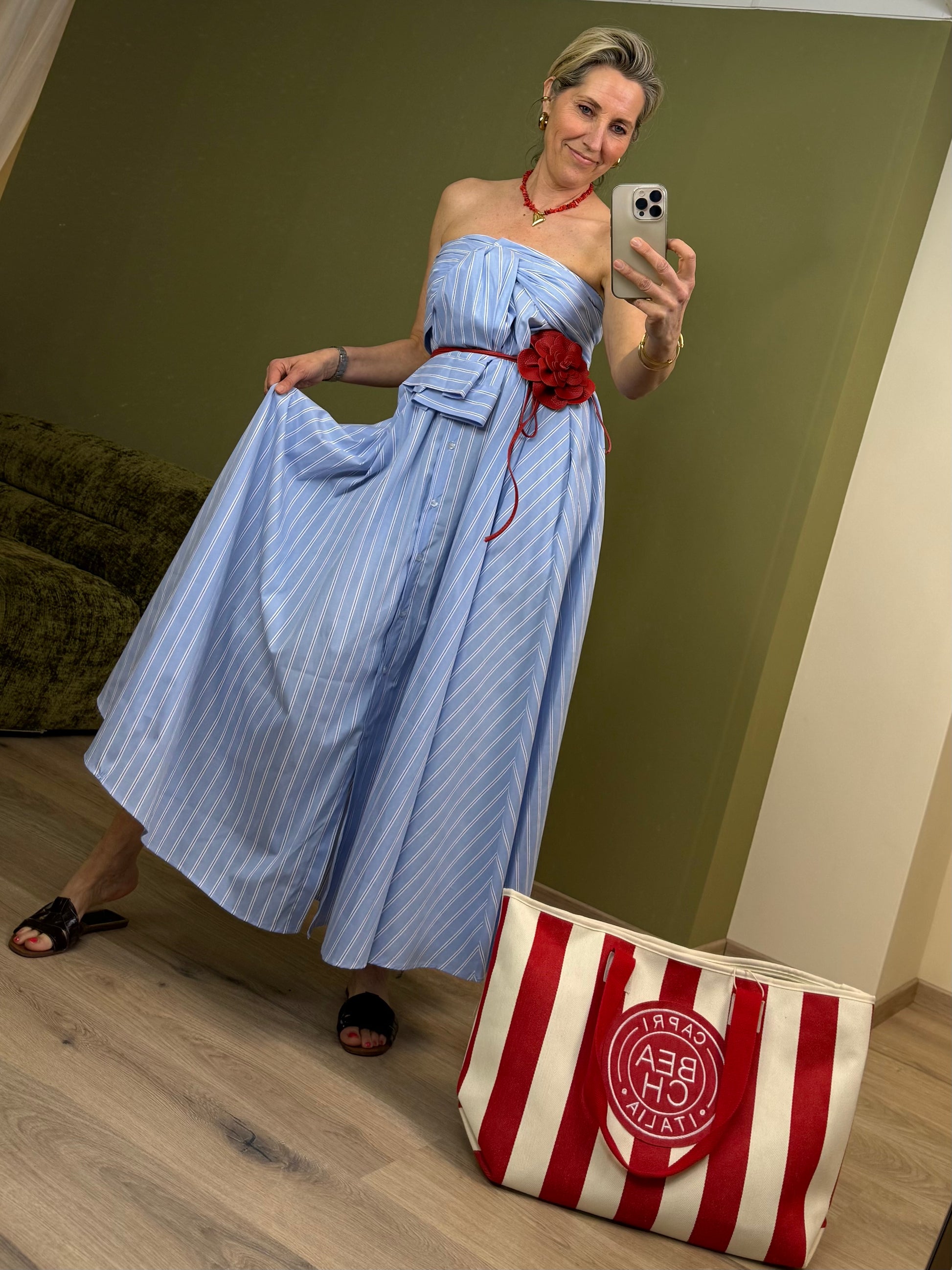Jurk Door Strapless Blauw - Peet kleding