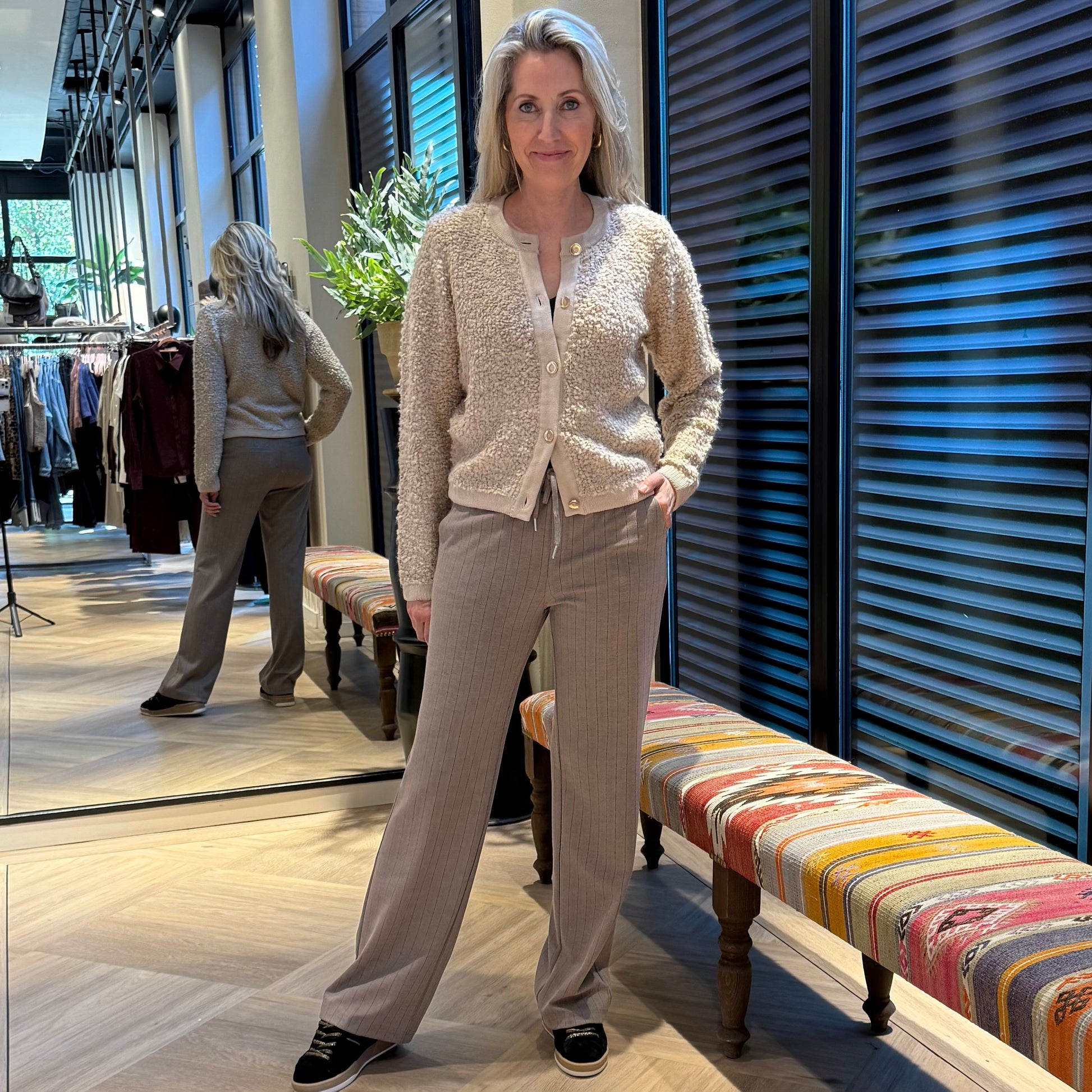 Red Button Colette Pinstripe Taupe - Peet kleding