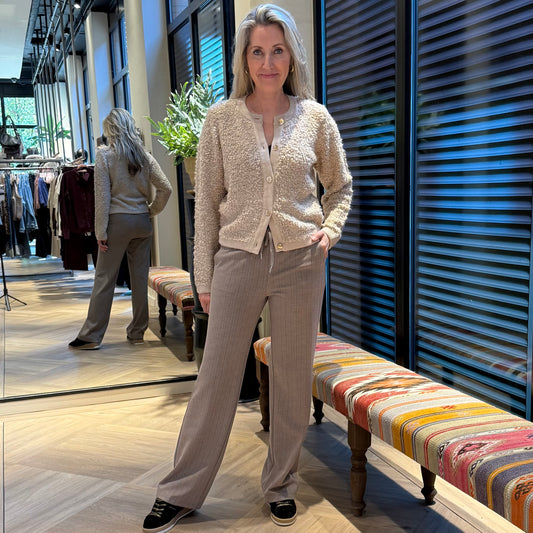 Red Button Colette Pinstripe Taupe - Peet kleding
