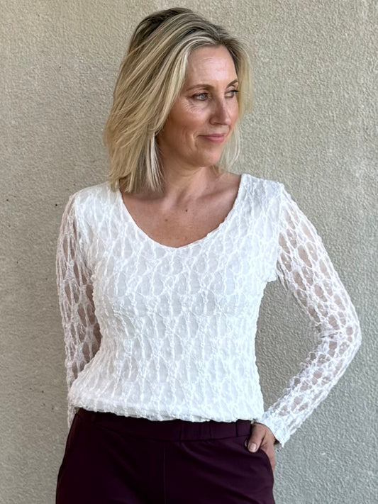 Triple Nine - Kanten Top Lucy Wit - Peet kleding