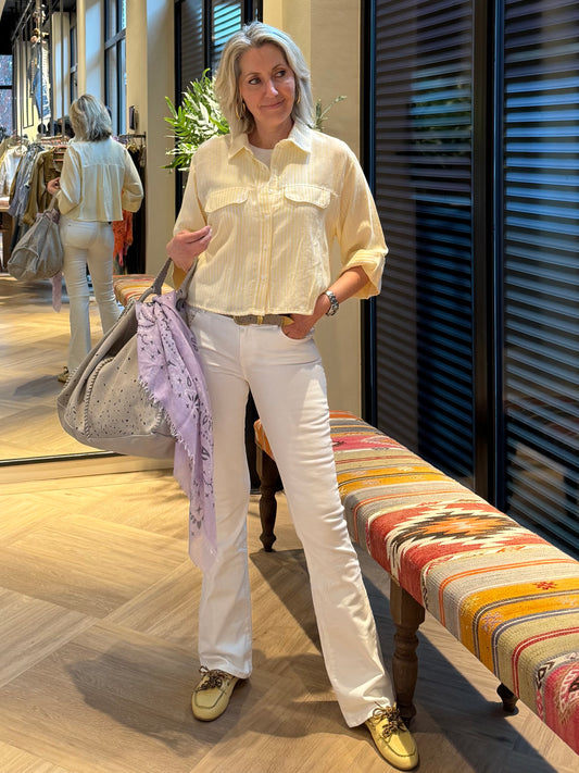 Blouse Carmen Streep Geel - Peet kleding