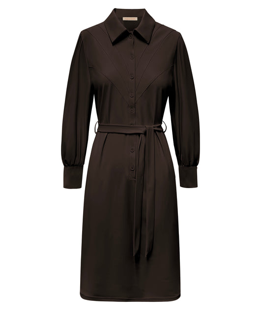 Triple Nine - Travel Jurk Retro Donkerbruin - 51841 - Peet kleding