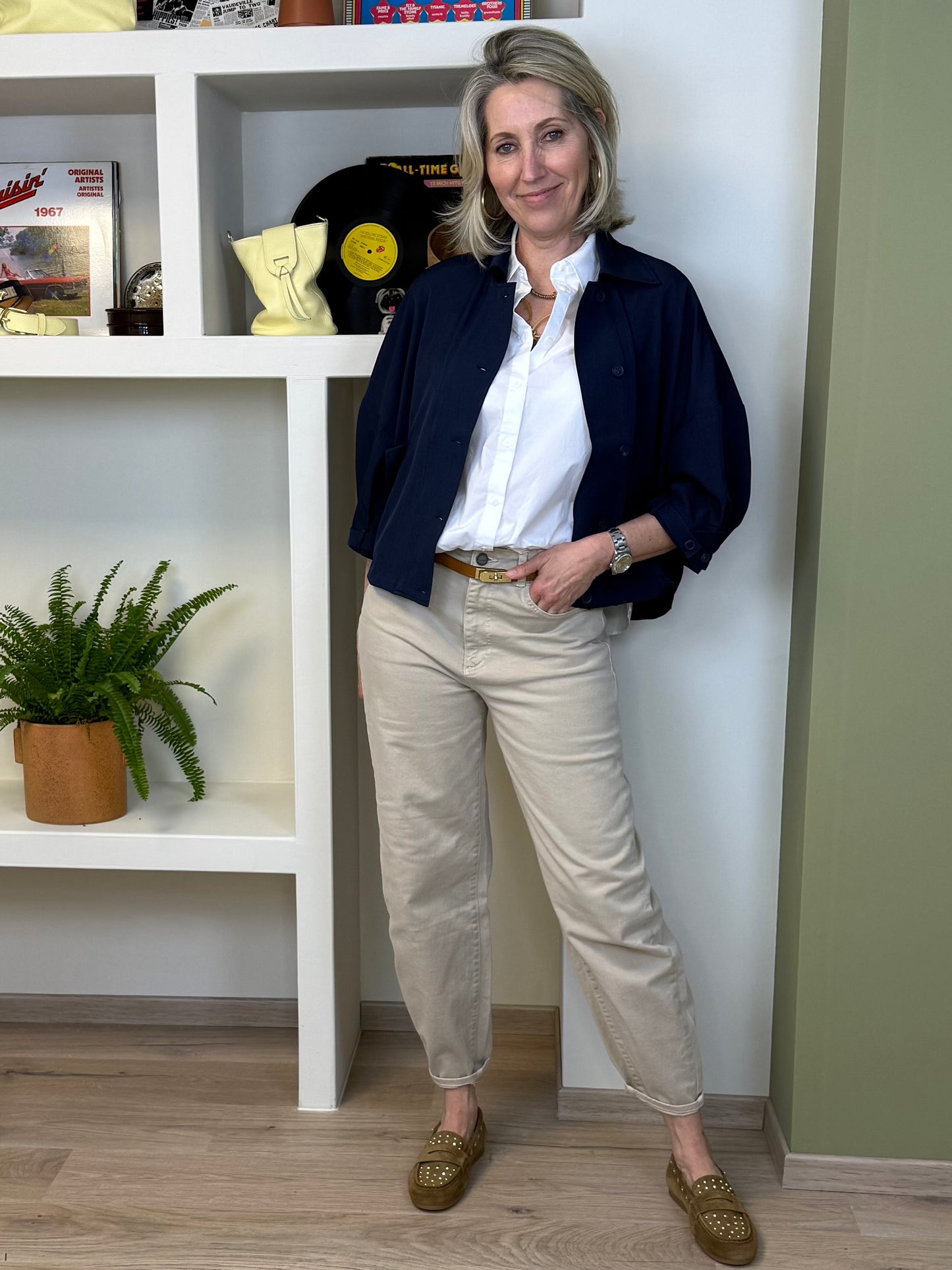 Yaya Barrel Jeans Naad Beige - Peet kleding