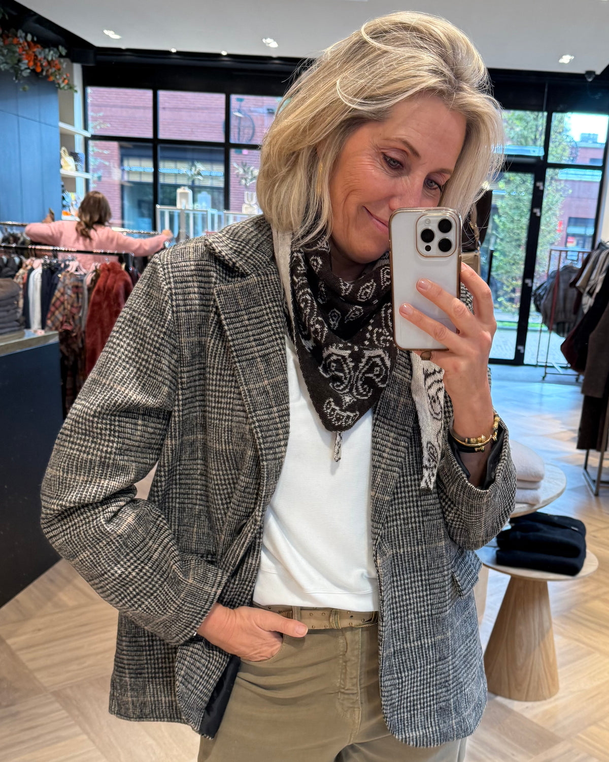 Blazer Velours Ruit Zwart - Peet kleding