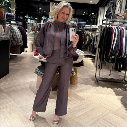 Yaya Wijde Pantalon Aubergine Melee - Peet kleding