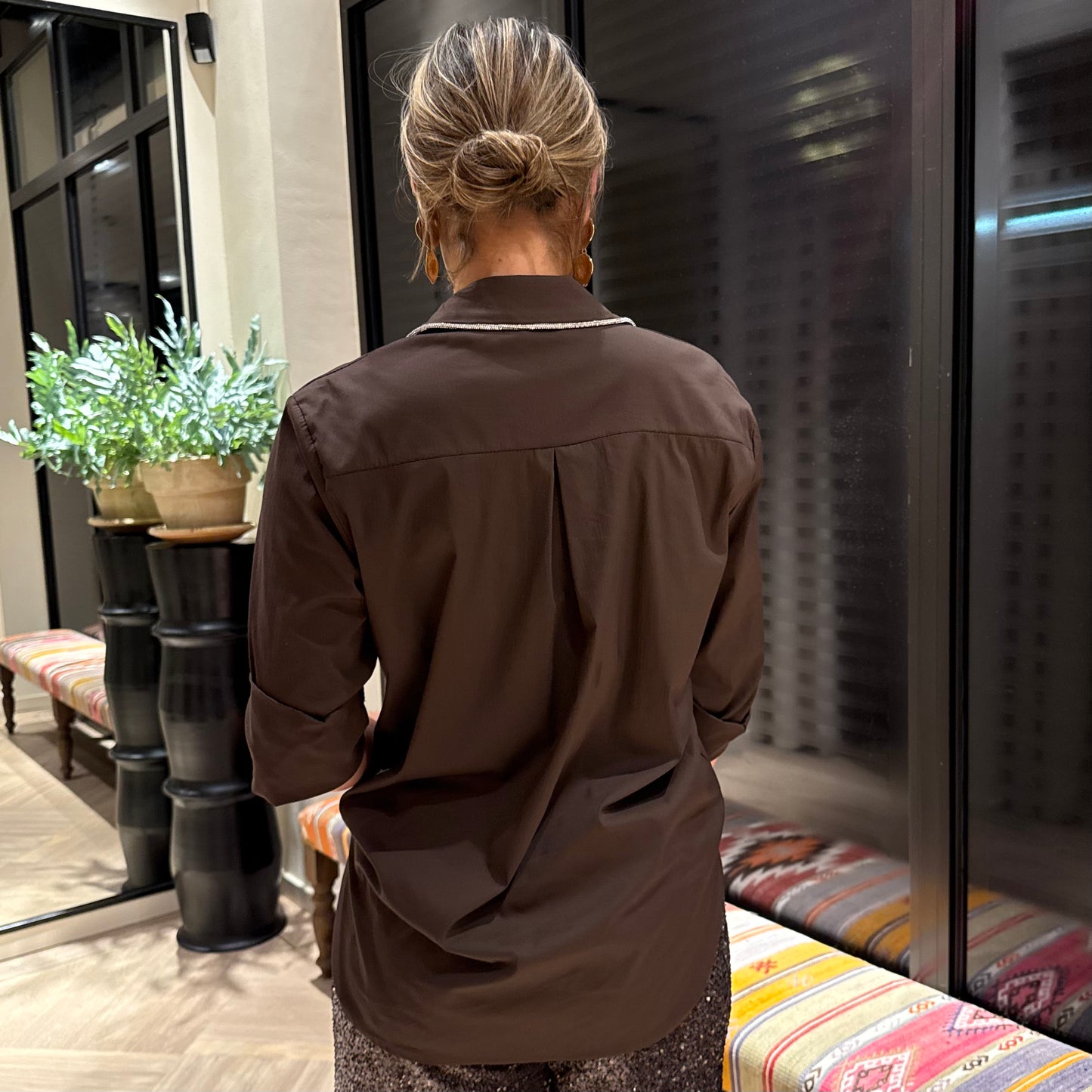 Blouse Lisa Bruin Schitter - Peet kleding