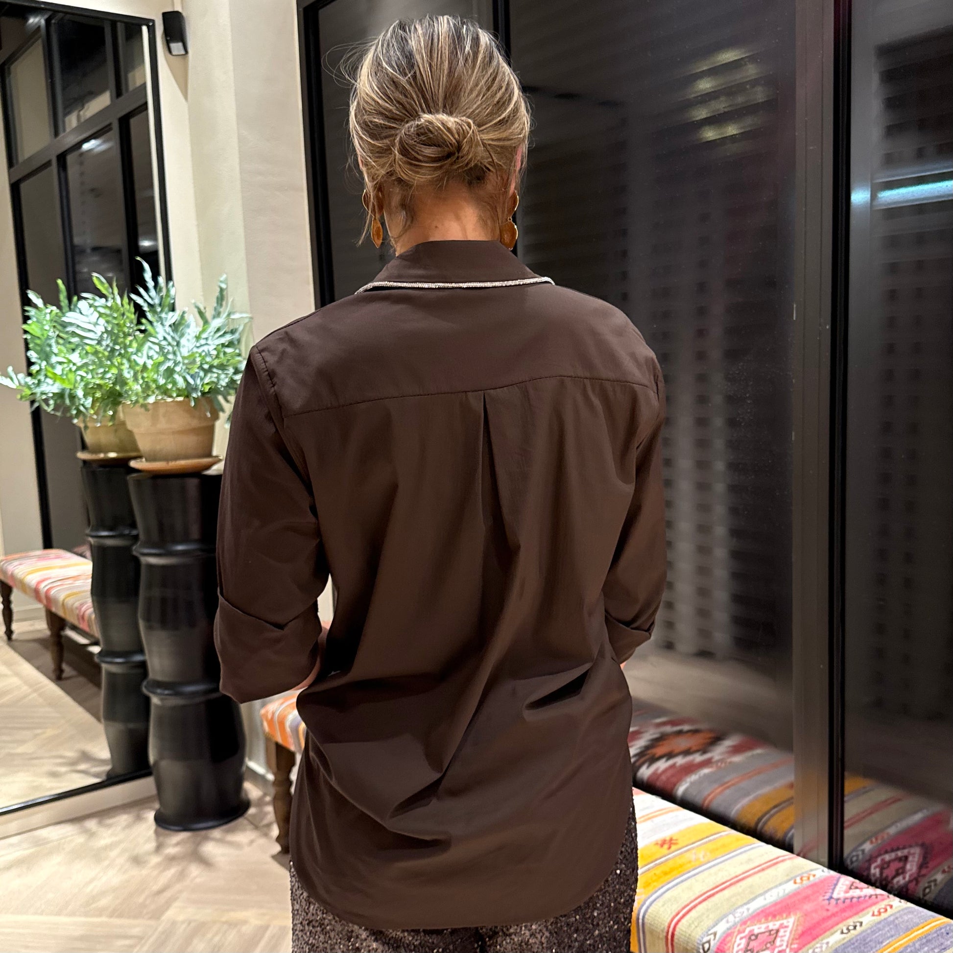 Blouse Lisa Bruin Schitter - Peet kleding