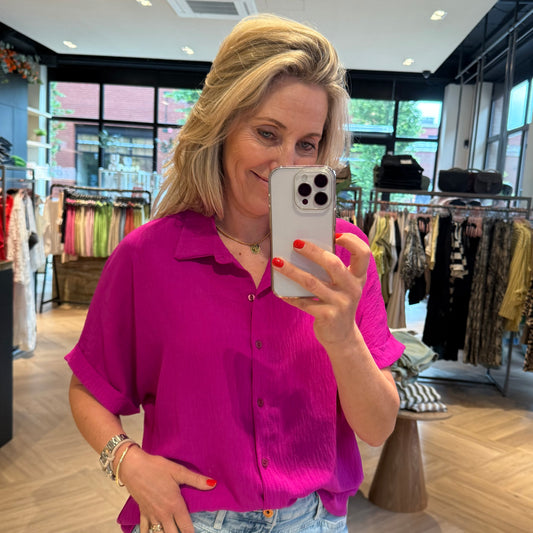 Azzurro Knoop Blouse Mare Magenta - Peet kleding