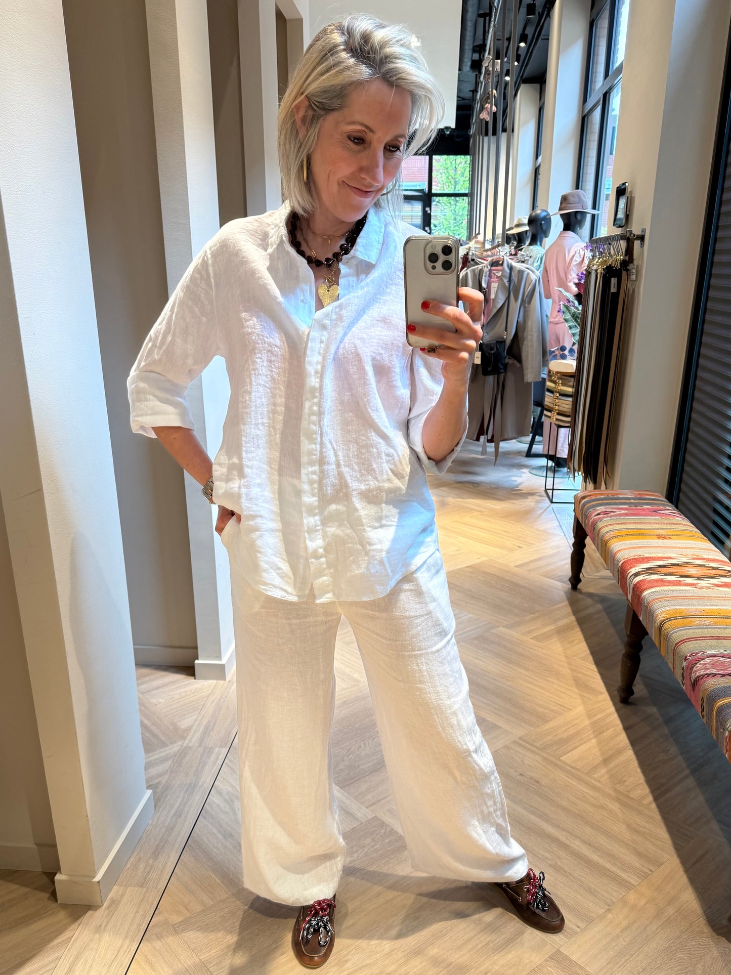 Blouse Linnen Suus Wit - Peet kleding