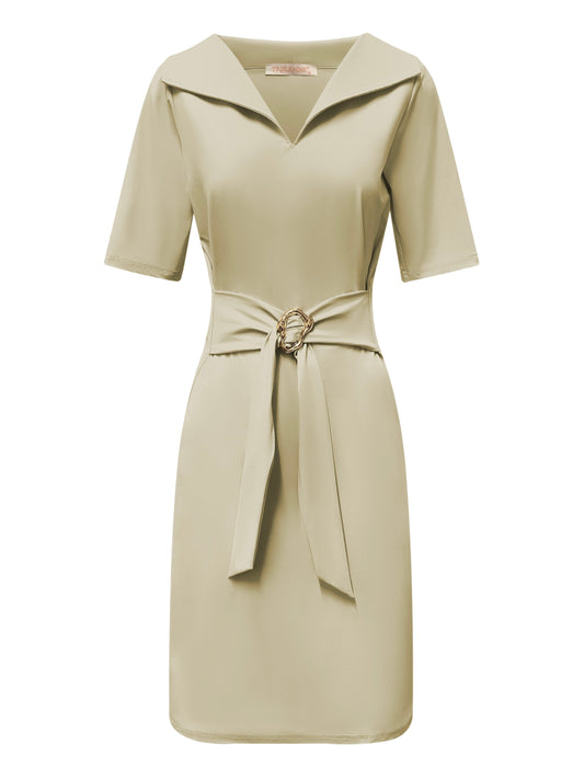 Triple Nine Travel Jurk Julia Beige - 51821 - Peet kleding