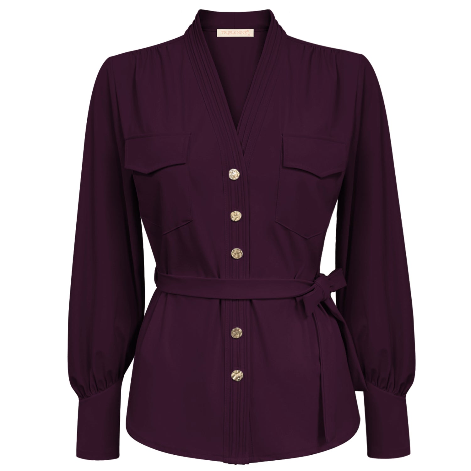 Triple Nine - Travel Blouse Megan Aubergine - 5926 - Peet kleding