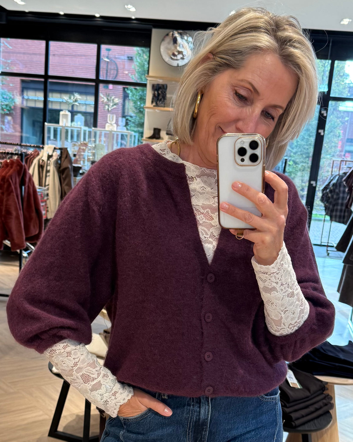 Angora Vest Spike Aubergine - Peet kleding