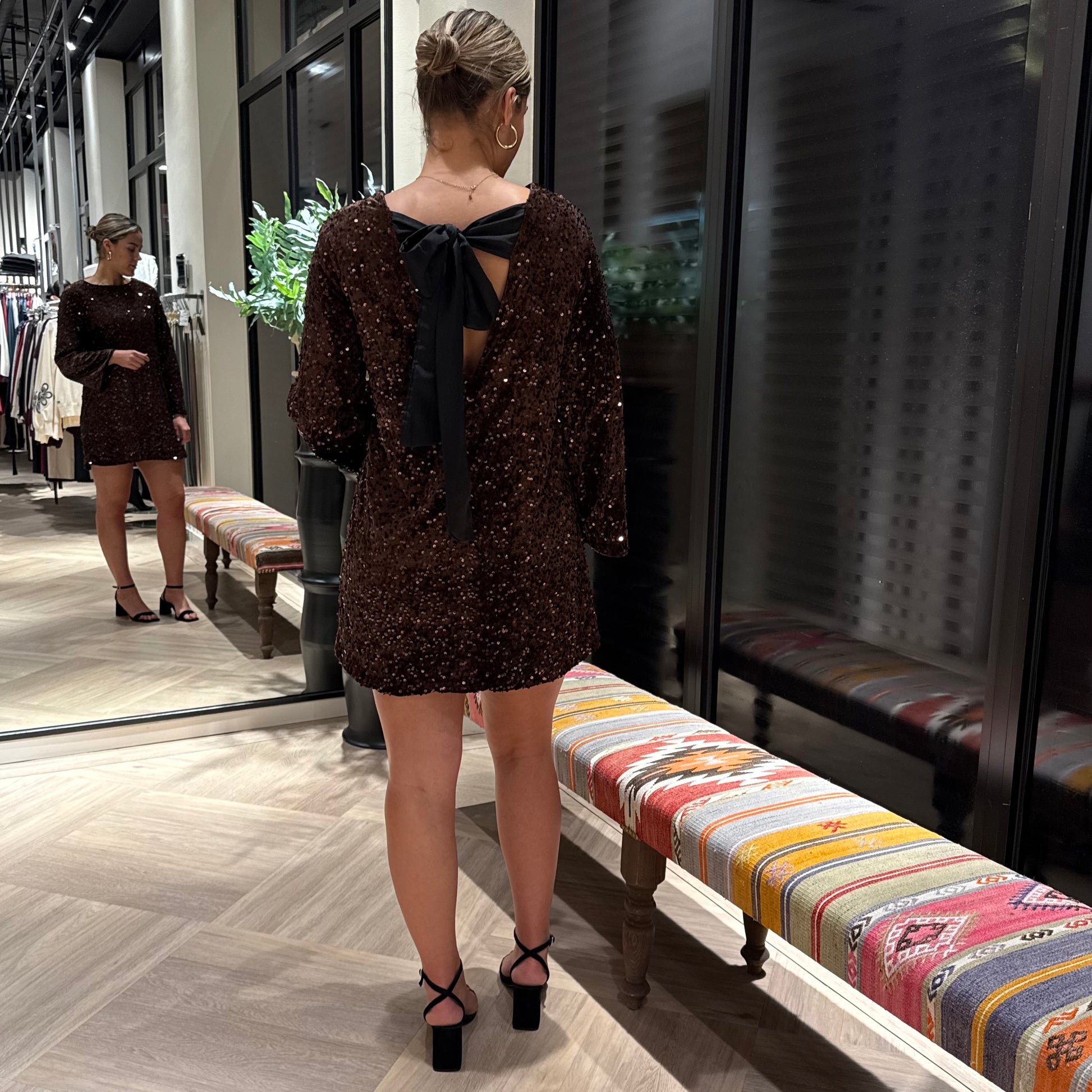 Jurk Party Bow Bruin - Peet kleding