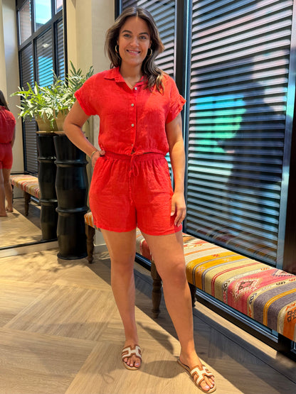 Blouse Jet Linnen Rood - Peet kleding