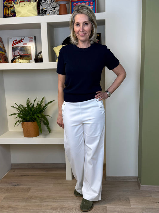 Yaya Pantalon Knoop Offwhite - Peet kleding