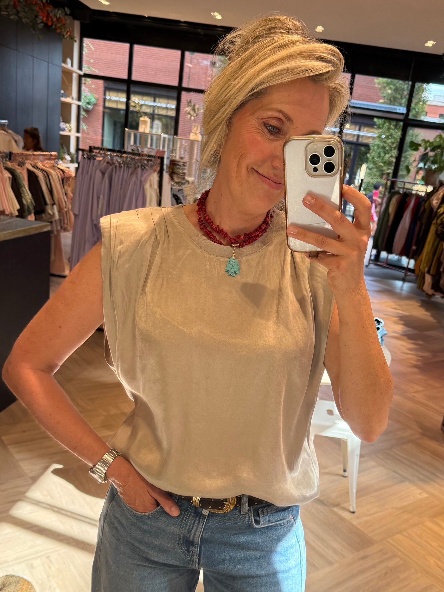 Yaya Top Silk Cashmere Grey
