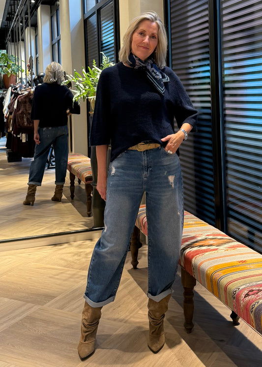 Alpaca Top Silvi Navy - Peet kleding